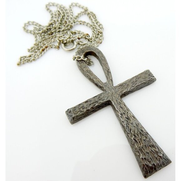 Ankh Cross Pendant on Chain Necklace Egyptian Hieroglyphic Symbol of Life - Picture 2 of 4